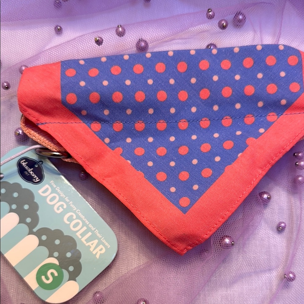 Pink and Blue Polka Dot Dog Collar
